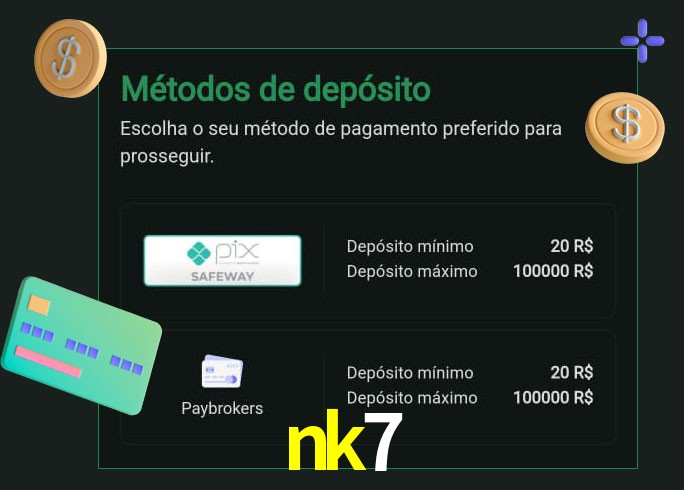 O cassino nk7 oferece uma grande variedade de métodos de pagamento